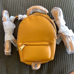 Brand New Dark Mustard Brown Zip Mini Backpack